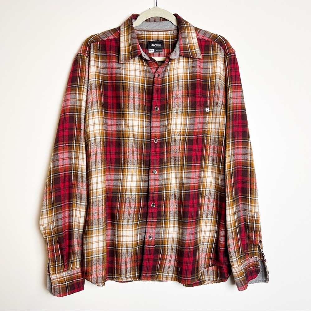 Marmot red plaid flannel long sleeve shirt